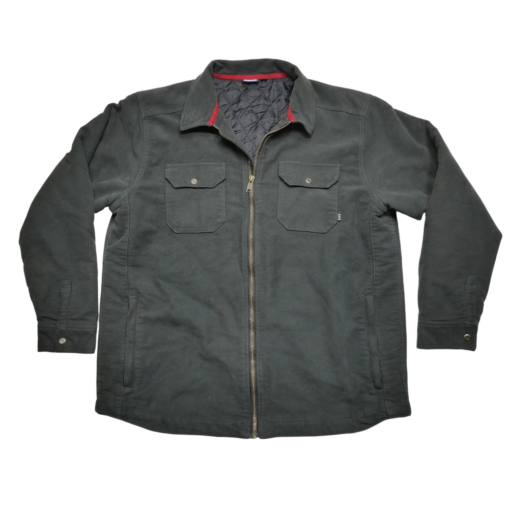 KAVU Jacket Mens 2XL Gray Canvas Full Zip Quilted Lined Insulated Workwear
